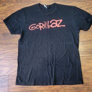GORILLAZ Red Spray Paint Logo Black T-Shirt sz M EUC Alt Hip-Hop Music Indie